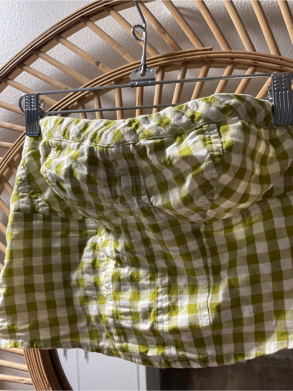 Free people Green and White Gingham Strapless Bustier Top size small - Picture 2 of 7